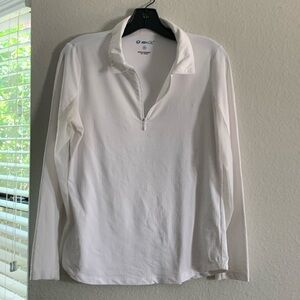 IBKUL White Quarter Zip Pullover UPF 50 Top Long Sleeves size M Golf Athletic